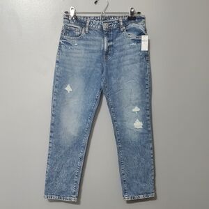 NWT GAP Kids Blue Distressed Girlfriend Jeans Adjustable Waist Size 10 PLUS